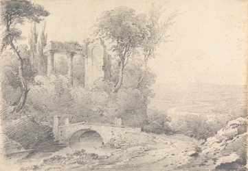 Paisaje con ruinas y puente
