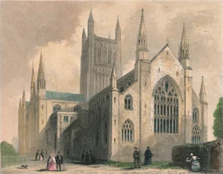 Catedral de Worcester, vista noroeste, 1836