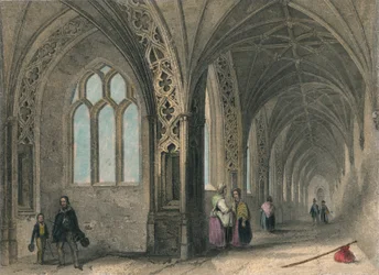 Catedral de Worcester. Los claustros, 1836