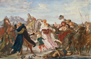 Hetman Koniecpolski liberando prisioneros de los tártaros en 1624, 1875-76