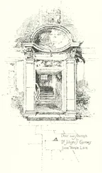 Puerta y escalera a las cámaras del Dr. Johnson, Inner Temple Lane, Londres