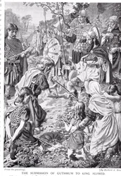 La sumisión de Guthrum al Rey Alfredo, ilustración de 