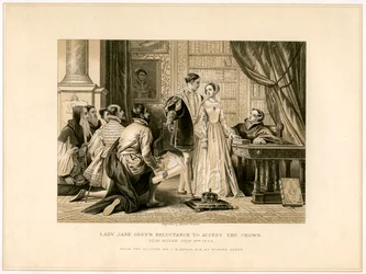 La reluctancia de Lady Jane Grey a aceptar la corona, siglo XIX