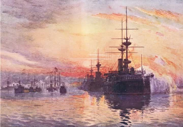El último viaje de la Reina Victoria 1 de febrero de 1901, ilustración de la Historia de Inglaterra de Cassell, 1900s