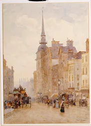 Mirando hacia abajo desde las escaleras de Ludgate Hill en St. Paul, 1900