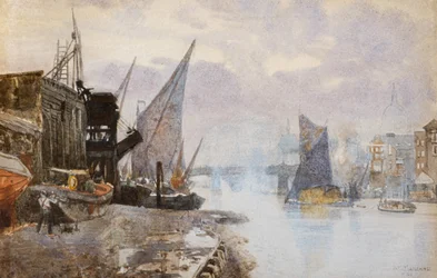 Navegación por el Támesis en Bankside, hacia 1884 (acuarela)