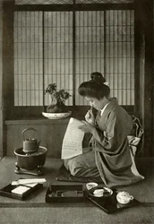 Escribiendo una carta, 1910