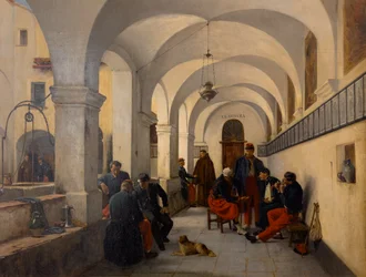 La llegada de los coraceros franceses a Niza en 1859, Hacia 1859 (Óleo sobre lienzo)