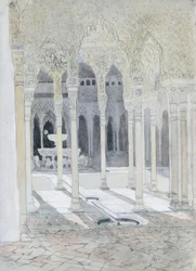El Patio de los Leones, la Alhambra, Granada, España