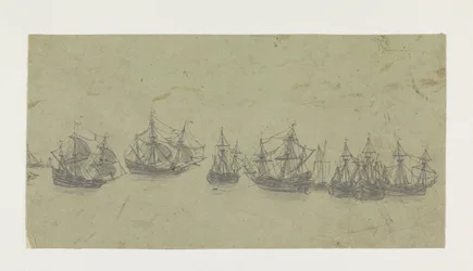 Friso con barcos en una rada