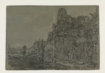 Paisaje con acantilado escarpado, versión pequeña Paisaje con un acantilado escarpado y un arroyo: versión pequeña