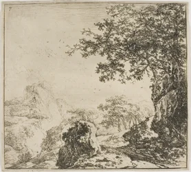 Paisaje montañoso con una carretera, de la serie Conjunto de paisajes