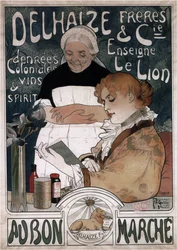 Cartel publicitario para las galletas Delhaize Frères & Cie