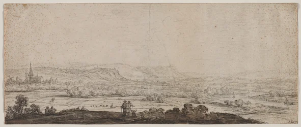 Paisaje con el pueblo de Schenkenschanz, Gelderland, 1600s