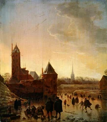 Patinaje sobre Hielo frente a las Murallas de la Ciudad de Utrecht
