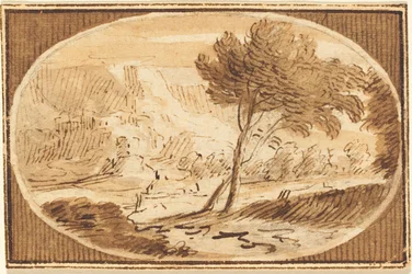 Un paisaje con un gran árbol