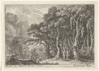 Sátiro recoge fruta Paisajes con sátiros (título de serie)