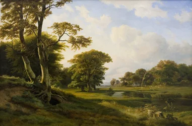 Paisaje forestal en Hellebæk. Otoño