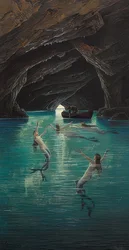 Un pescador y sirenas en la Gruta Azul de Capri