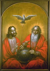 El Espíritu Santo con un modelo del mundo de Ptolomeo, 1610