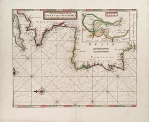 Carta de la costa marítima desde Inglaterra hasta los Estrechos
