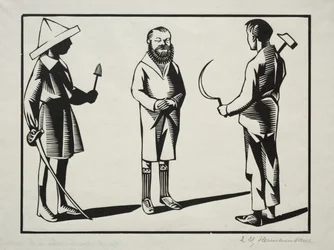 ¡Yo! Yo sostengo el sable y el hisopo; tú la hoz, el martillo y el pastel. Es la barba.