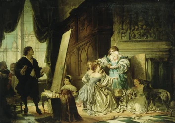 Van Dyck en su Estudio Pintando un Retrato de Carlos, Príncipe de Gales, Hijo de Carlos I
