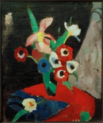 Naturaleza muerta con flores sobre fondo negro II