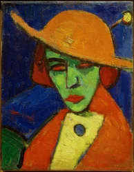 Mujer verde con sombrero amarillo II