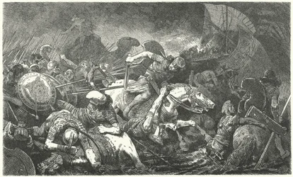 Huida de los persas después de la Batalla de Maratón, 490 a.C.