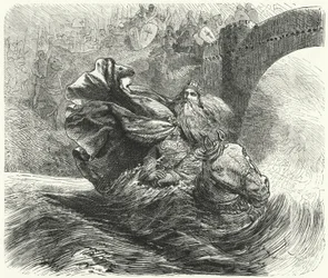 Federico Barbarroja ahogándose en el río Saleph durante la Tercera Cruzada, 1190