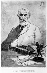 Retrato del escritor ruso Iván Turgueniev (1818 - 1883). Dibujo de Hermann Vogel; sd.