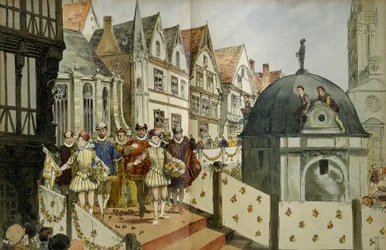 Cortejo real en las calles de París con motivo del matrimonio, el 18 de agosto