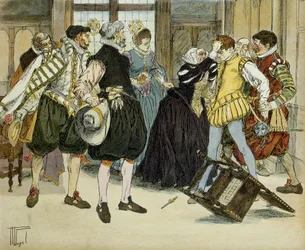 El atentado de Jean Châtel (1575-1594) el 27 de diciembre de 1594, que entró en el hôtel de Gabrielle d