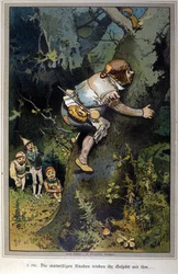 El niño atrevido era el hazmerreír de todos. Cuento de los hermanos Jacob Grimm (1785-1863) y Wilhelm Grimm (1786-1859). Ilustración de Vogel.