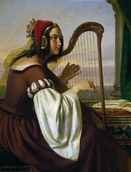 Música del arpa, de Hermann Von Hanstein (1809-1878), óleo sobre lienzo. Alemania