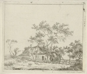 Granja con cuatro ovejas