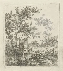 Paisaje con recogedor de madera