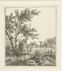 Paisaje con recogedor de madera