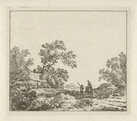 Paisaje con hombre a pie y mujer a caballo Seis paisajes (título de la serie)
