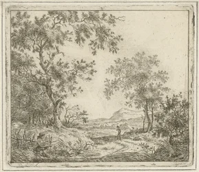 Paisaje con dibujante y excursionista. Seis paisajes (título de la serie)