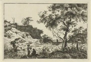 paisaje con mujer con sombrero