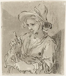 mujer con abanico