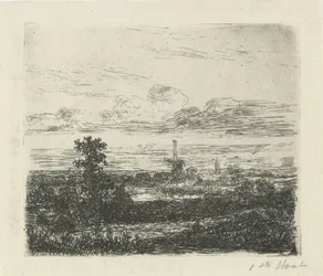 paisaje con un molino