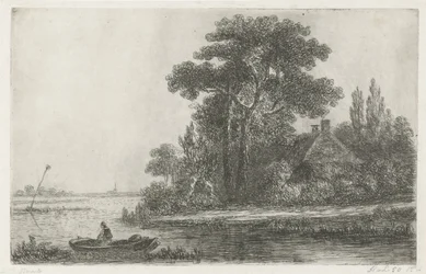 paisaje de río con faro