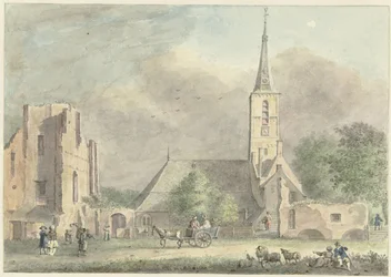 Iglesia y ruinas de la abadía en Rijnsburg