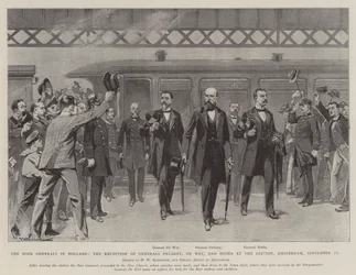 Los generales bóer en Holanda, la recepción de los generales Delarey, De Wet y Botha en la estación, Ámsterdam, 11 de septiembre