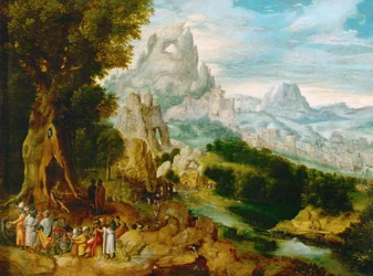 Paisaje con San Juan Bautista predicando (óleo sobre madera de roble )
