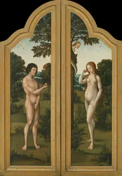 Adán y Eva (pintura sobre madera)