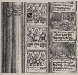 La Tumba Erigida por Maximiliano para su Padre, y El Tesoro Imperial, con Retratos de..., 1515